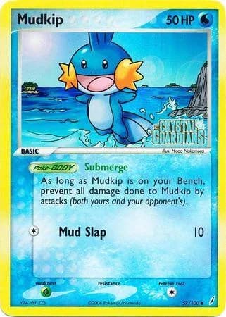 Mudkip reverse holo card front, EX Crystal Guardians 57/100