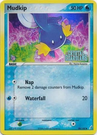 Mudkip reverse holo card front, EX Crystal Guardians 58/100