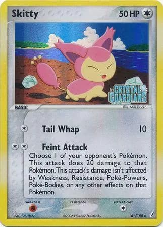 Skitty reverse holo card front, EX Crystal Guardians 41/100