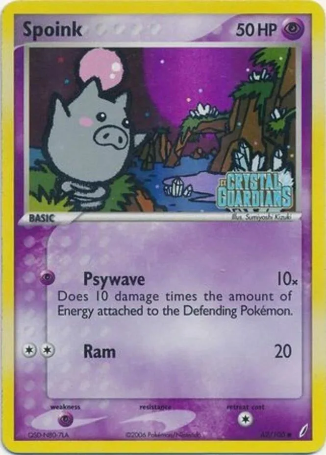 Spoink reverse holo card front, EX Crystal Guardians 62/100