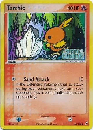 Torchic reverse holo card front, EX Crystal Guardians 66/100