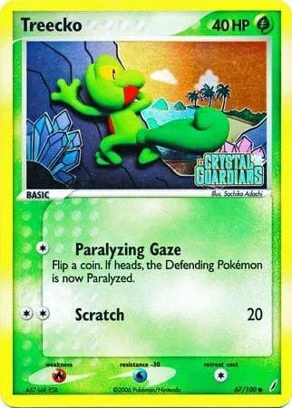 Treecko reverse holo card front, EX Crystal Guardians 67/100