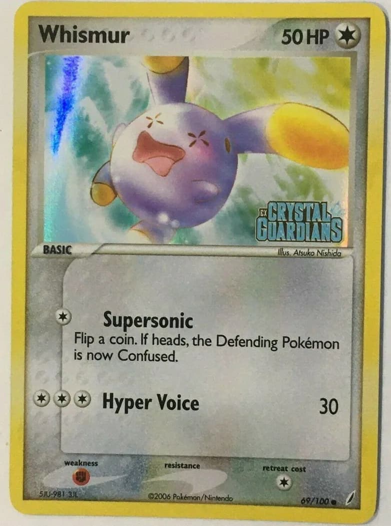 Whismur reverse holo card front, EX Crystal Guardians 69/100