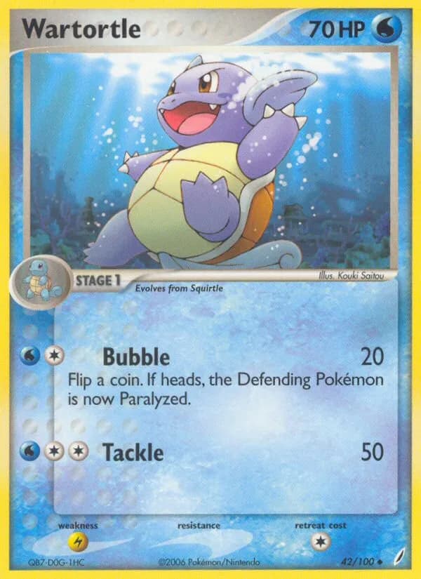 Wartortle card front, EX Crystal Guardians 42/100