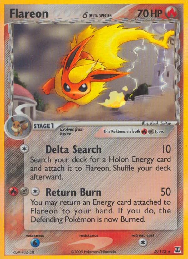 Flareon δ card front, EX Delta Species 5/113