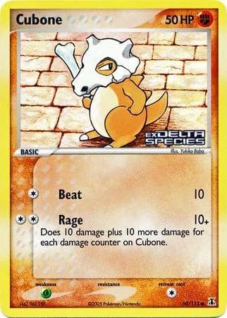 Cubone reverse holo card front, EX Delta Species 60/113