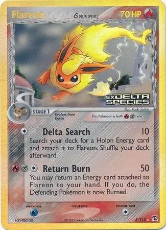 Flareon δ reverse holo card front, EX Delta Species 5/113
