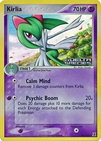 Kirlia reverse holo card front, EX Delta Species 47/113