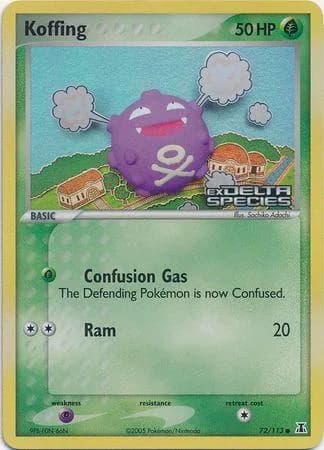 Koffing reverse holo card front, EX Delta Species 72/113
