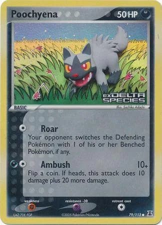 Poochyena reverse holo card front, EX Delta Species 79/113