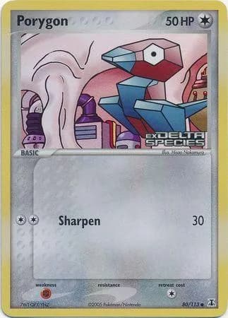 Porygon reverse holo card front, EX Delta Species 80/113
