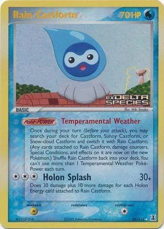 Rain Castform reverse holo card front, EX Delta Species 26/113