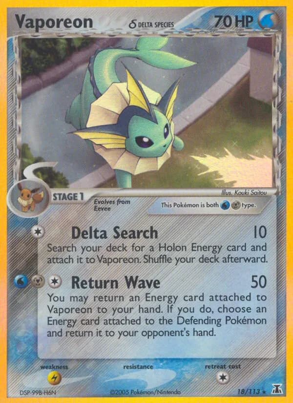 Vaporeon δ card front, EX Delta Species 18/113