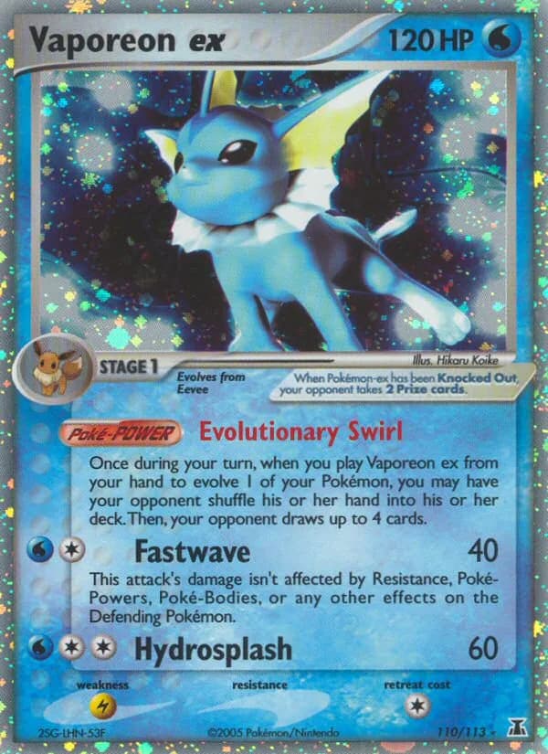 Vaporeon ex card front, EX Delta Species 110/113