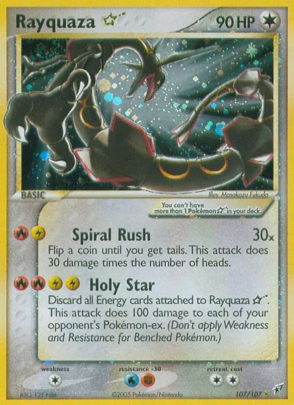 EX Deoxys Rayquaza Star card front, 107/107