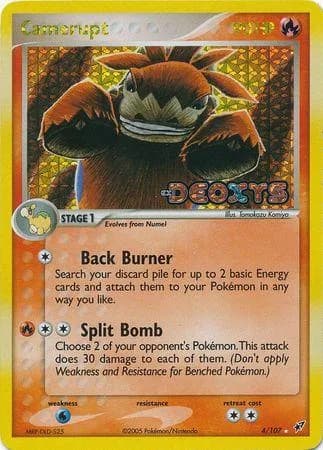 Camerupt reverse holo card front, EX Deoxys 4/107