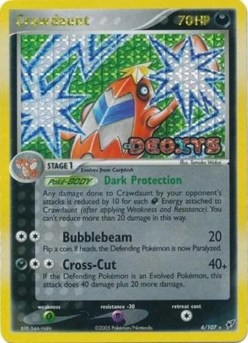 Crawdaunt reverse holo card front, EX Deoxys 6/107