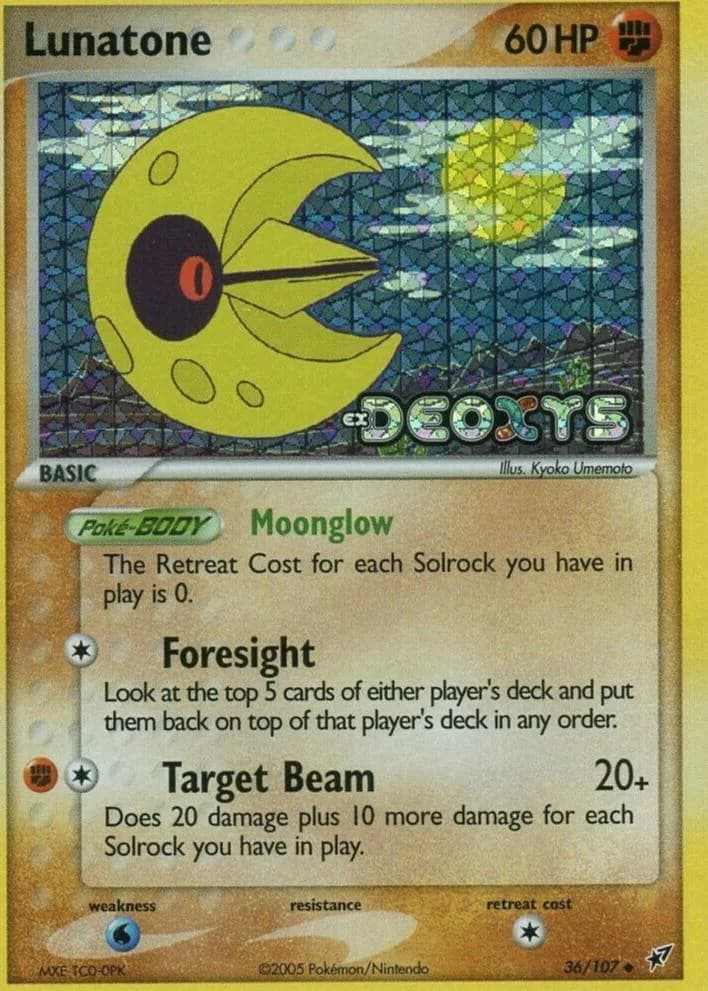 Lunatone reverse holo card front, EX Deoxys 36/107