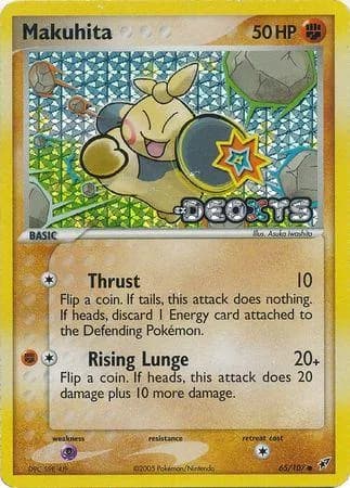 Makuhita reverse holo card front, EX Deoxys 65/107