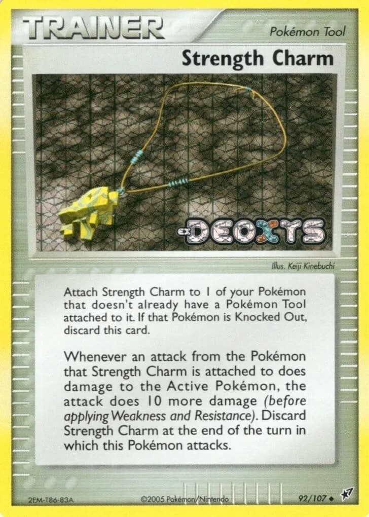 Strength Charm reverse holo card front, EX Deoxys 92/107