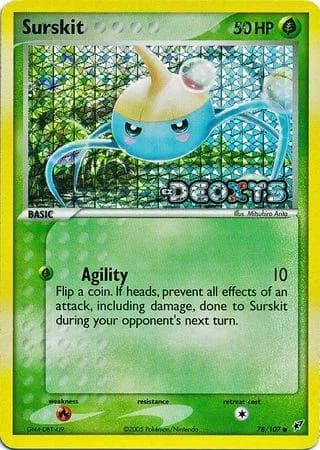Surskit reverse holo card front, EX Deoxys 78/107