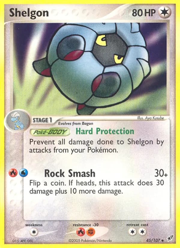 Shelgon card front, EX Deoxys 45/107