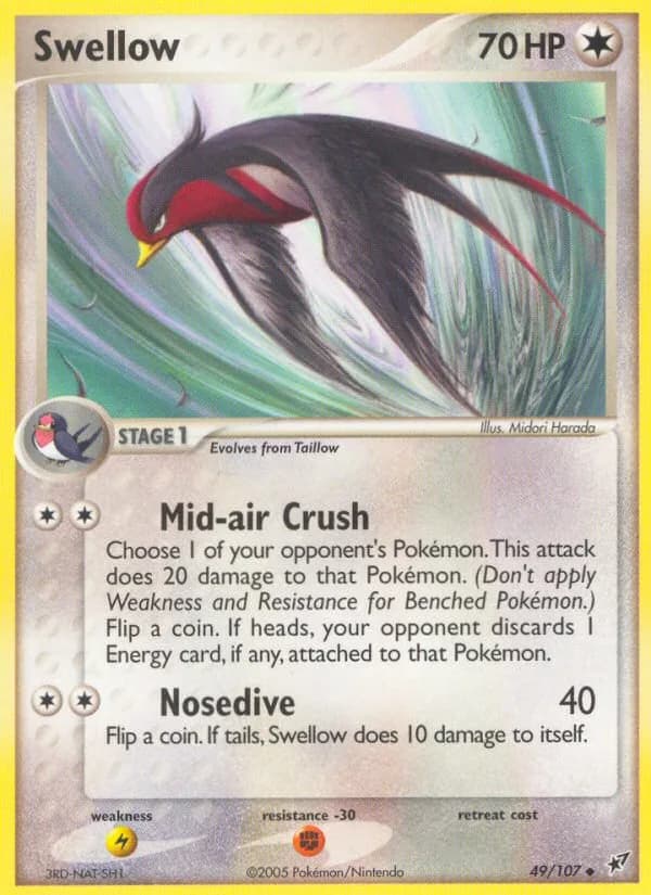 Swellow card front, EX Deoxys 49/107