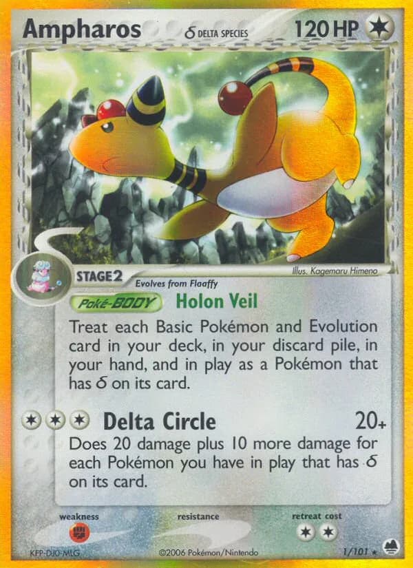 Ampharos δ card front, EX Dragon Frontiers 1/101