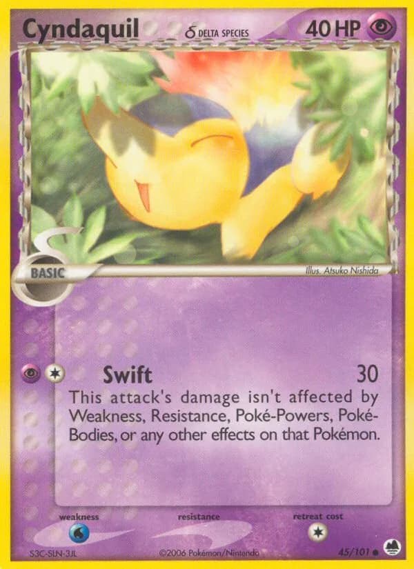 Cyndaquil δ card front, EX Dragon Frontiers 45/101
