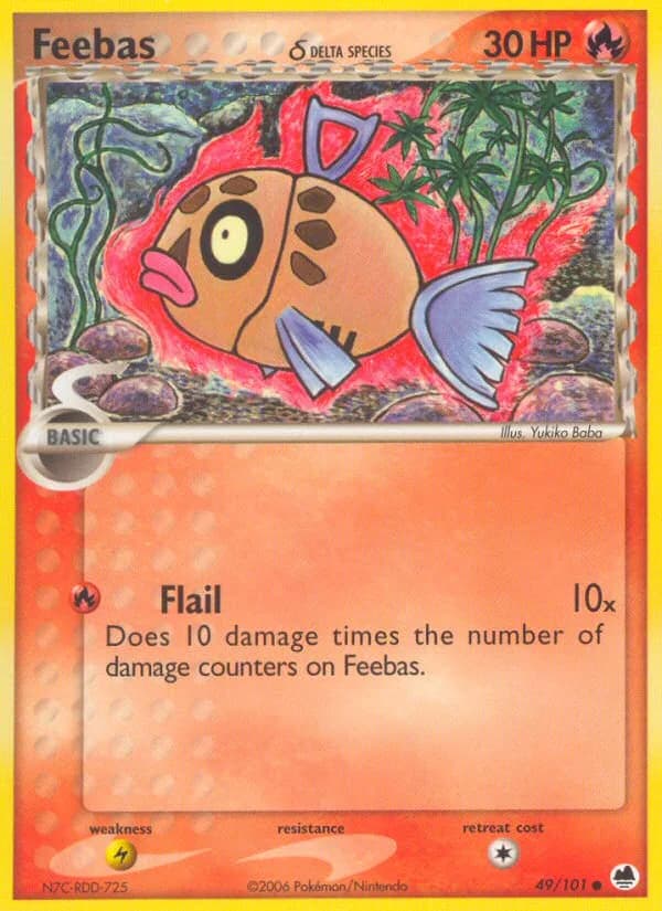 Feebas δ card front, EX Dragon Frontiers 49/101