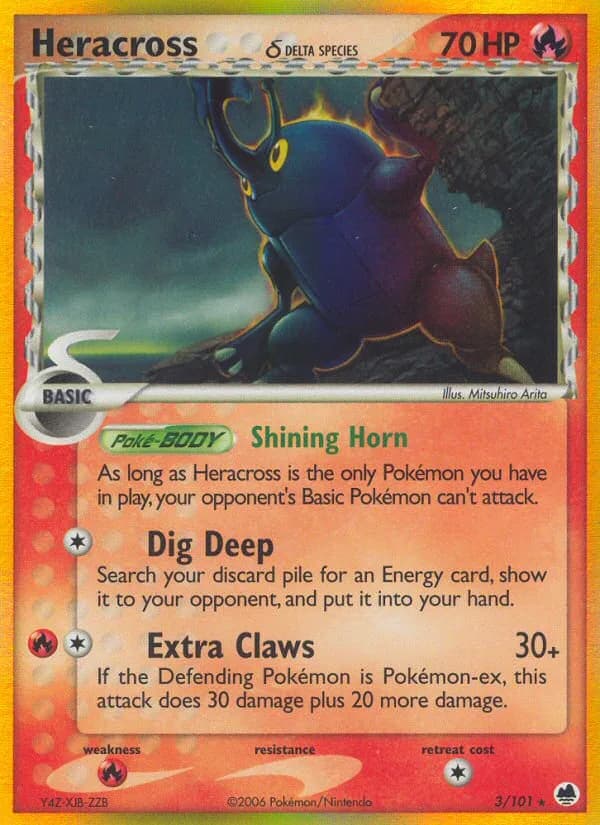Heracross δ card front, EX Dragon Frontiers 3/101
