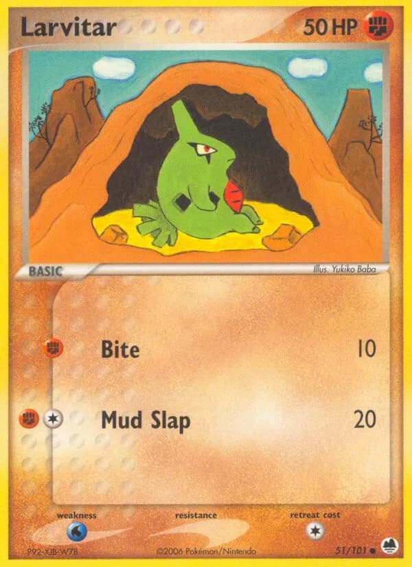 Larvitar card front, EX Dragon Frontiers 51/101