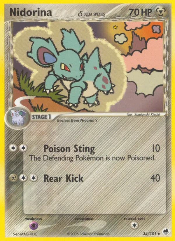 Nidorina δ card front, EX Dragon Frontiers 34/101