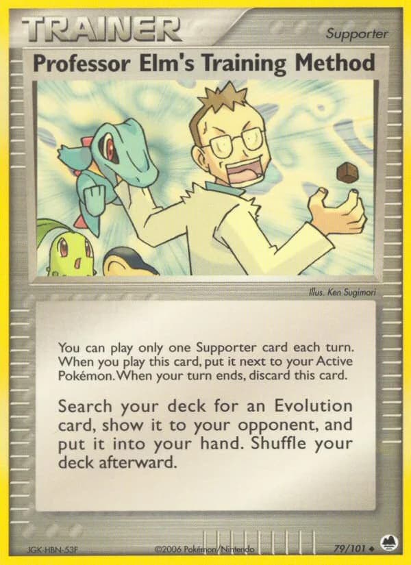 Professor Elm's Training Method card front, EX Dragon Frontiers 79/101