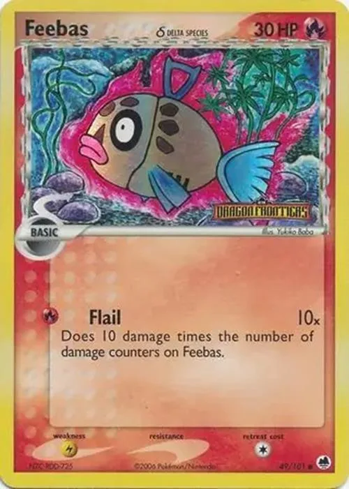 Feebas δ reverse holo card front, EX Dragon Frontiers 49/101