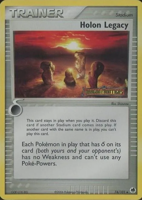 Holon Legacy reverse holo card front, EX Dragon Frontiers 74/101