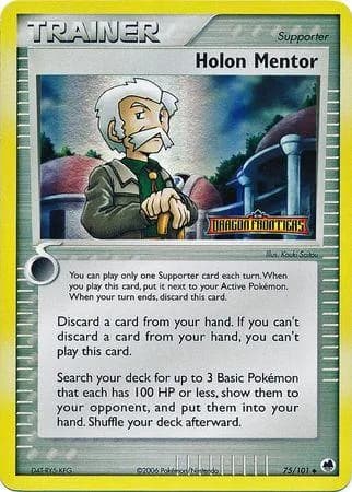 Holon Mentor reverse holo card front, EX Dragon Frontiers 75/101