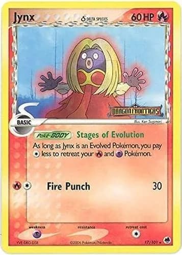 Jynx δ reverse holo card front, EX Dragon Frontiers 17/101