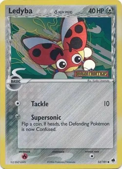 Ledyba δ reverse holo card front, EX Dragon Frontiers 53/101