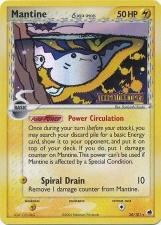 Mantine δ reverse holo card front, EX Dragon Frontiers 20/101