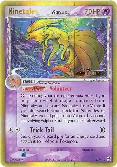 Ninetales δ reverse holo card front, EX Dragon Frontiers 8/101