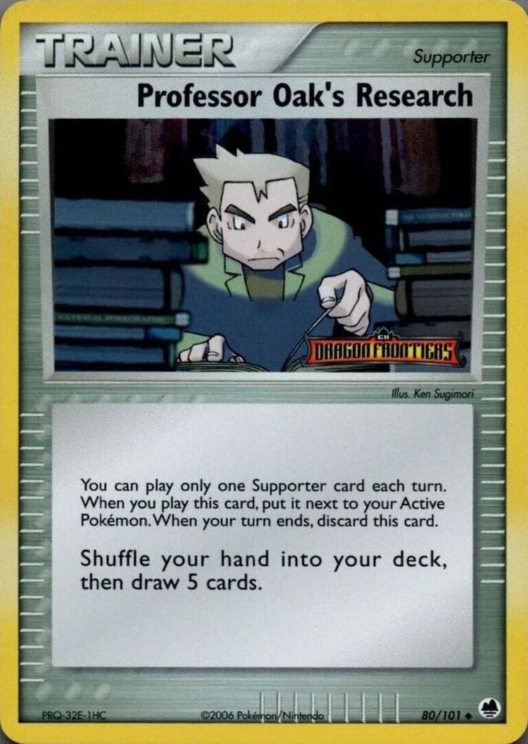 Professor Oak's Research reverse holo card front, EX Dragon Frontiers 80/101