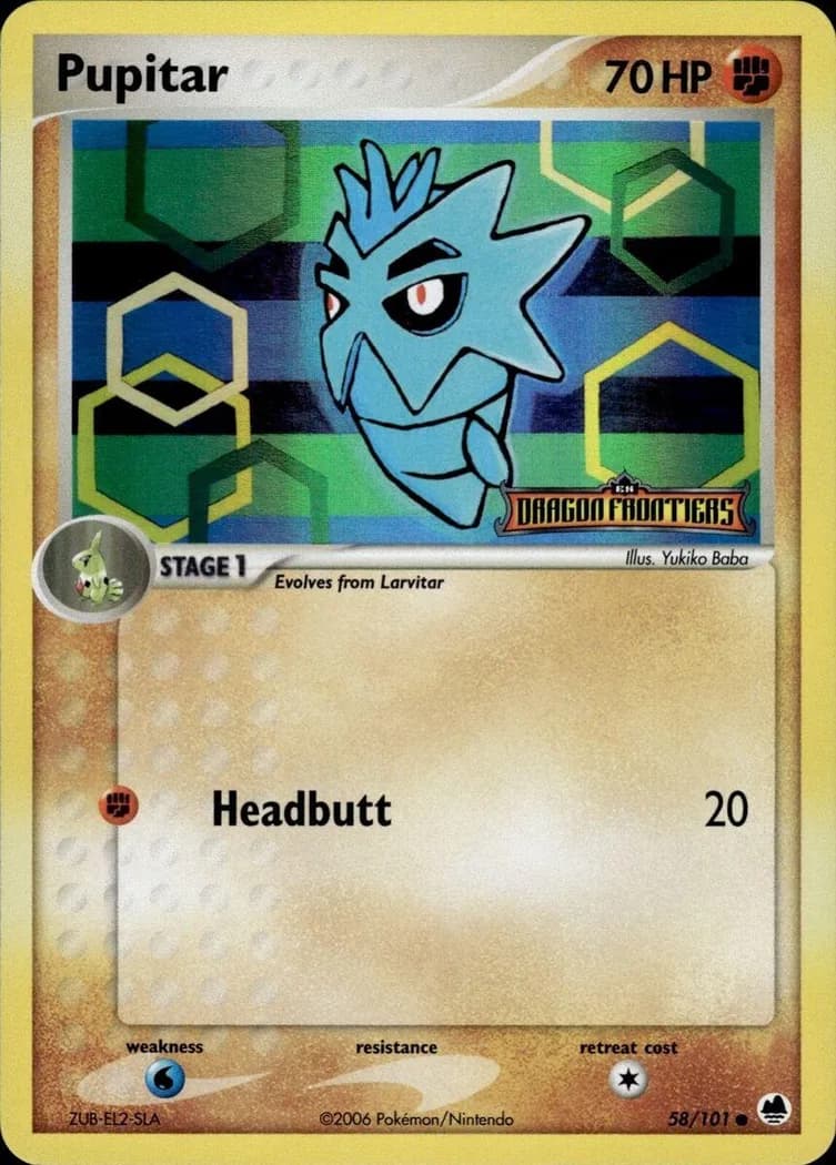 Pupitar reverse holo card front, EX Dragon Frontiers 58/101