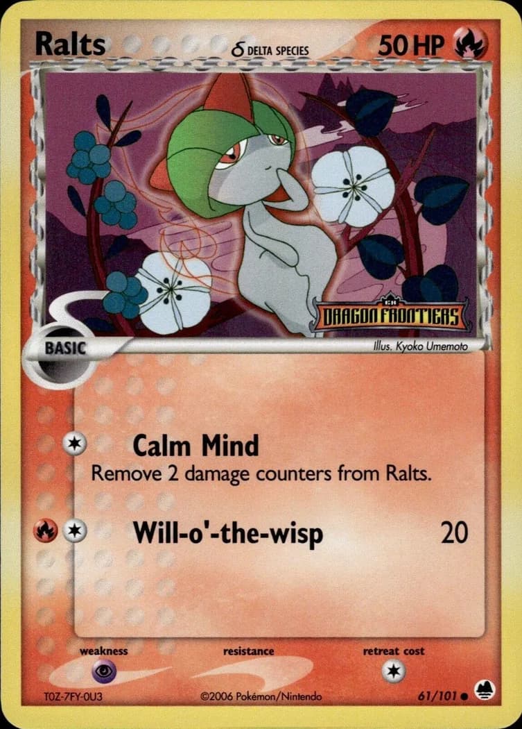 Ralts δ reverse holo card front, EX Dragon Frontiers 61/101