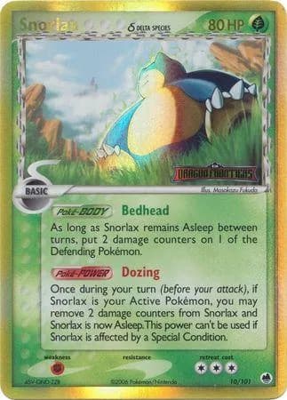 Snorlax δ reverse holo card front, EX Dragon Frontiers 10/101