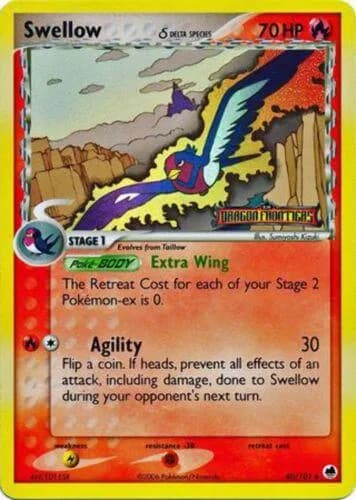 Swellow δ reverse holo card front, EX Dragon Frontiers 40/101