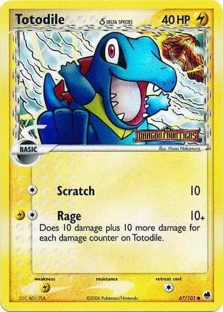 Totodile δ reverse holo card front, EX Dragon Frontiers 67/101