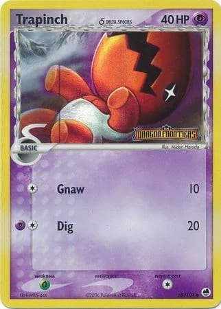 Trapinch δ reverse holo card front, EX Dragon Frontiers 68/101