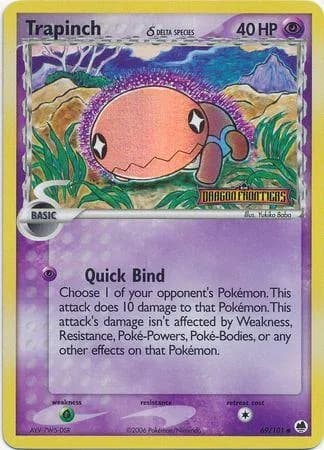 Trapinch δ reverse holo card front, EX Dragon Frontiers 69/101