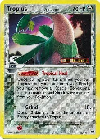 Tropius δ reverse holo card front, EX Dragon Frontiers 23/101